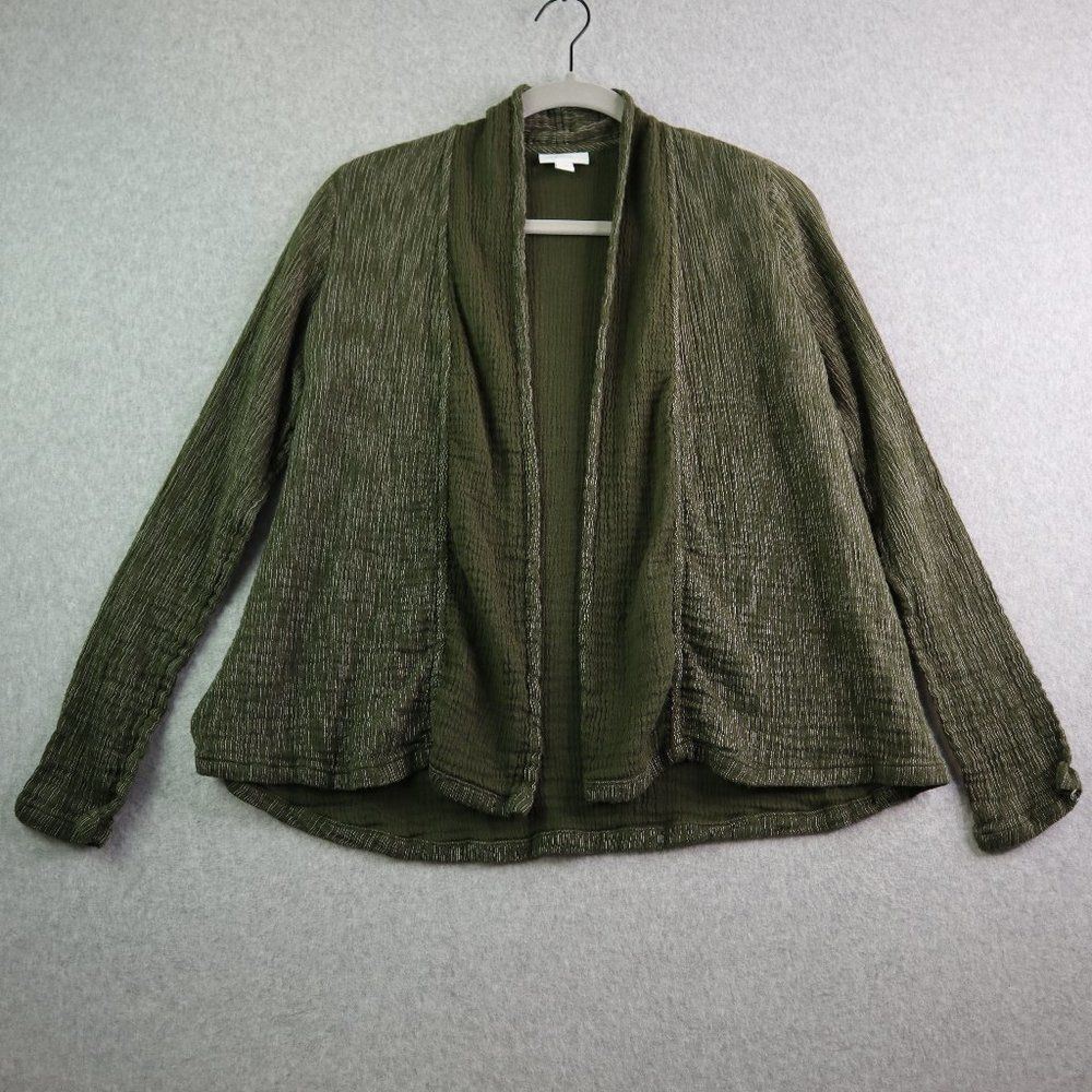 J Jill Pure Jill Cardigan Size XS Extra Small Green Muslin Open Front Womens